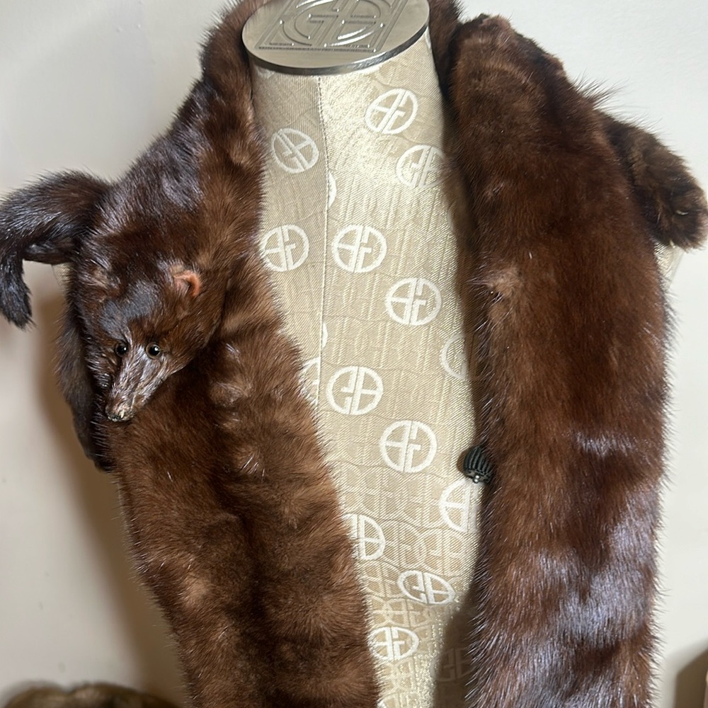1940's Mink Stole Scarf Wrap full mink face and all
